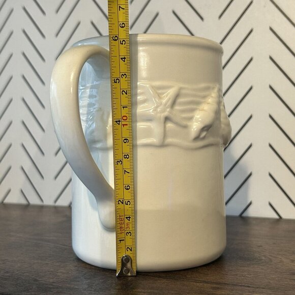 VTG Ceramic Seashells Starfish Pitcher Raised White 1993 CBK Taiwan Beach House - Picture 4 of 11